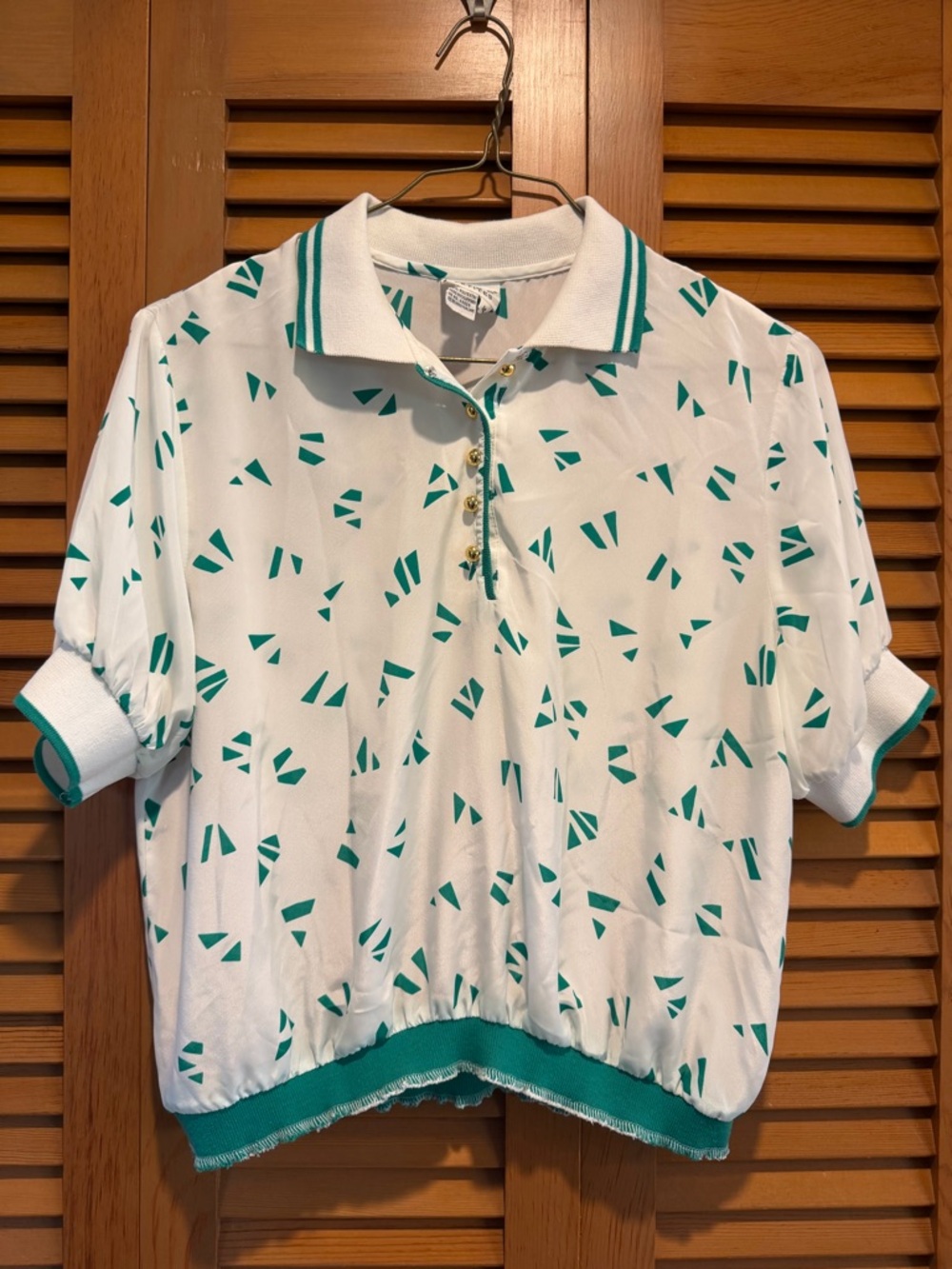 Women’s retro Short-Sleeve Polo Top, Russ Petites, size 14